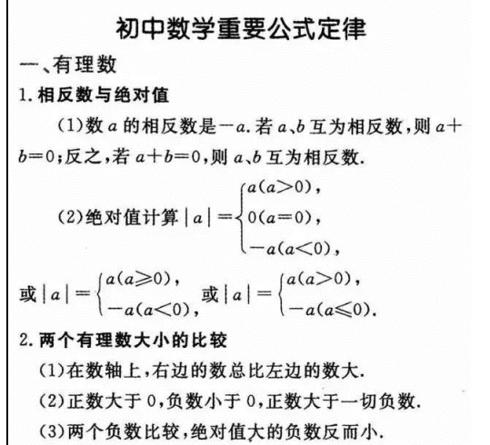 初中数学重要公式定律总结(图片版) 百度网盘